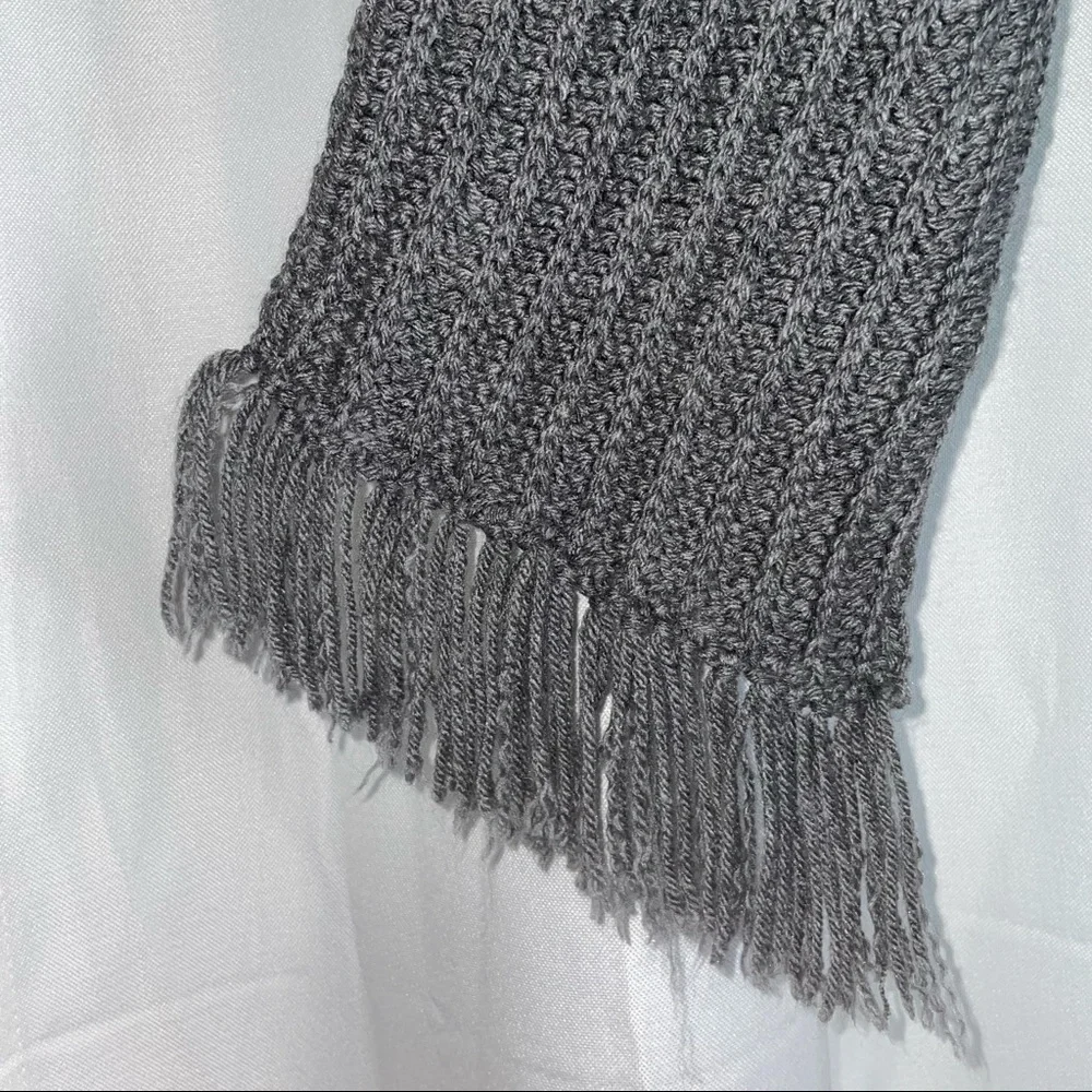 Handmade Knit Crochet Yarn Scarf Fringe Hems